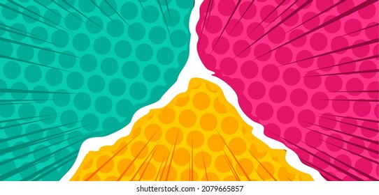 colorful comic background in torn paper