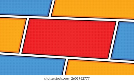 Colorful Comic Book Page Background with Pop Art Style