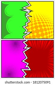 Farbige Comicbuchseiten-Vorlage. Cartoon-Design, bunter Hintergrund. Comics, Vektorgrafik.