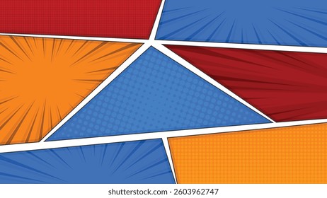 Colorful Comic Book Style Background with Abstract Panels