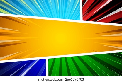Fondo colorido del estilo del cómic con los paneles Abstractas. Ilustración vectorial.