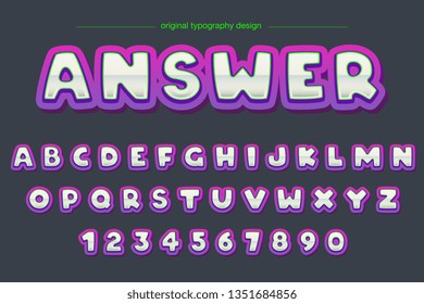 Colorful comic bubble curves art typography font design