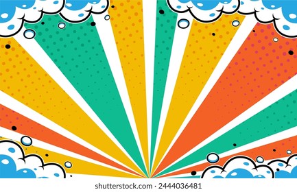 Fondo colorido de la explosión del cómic con la nube