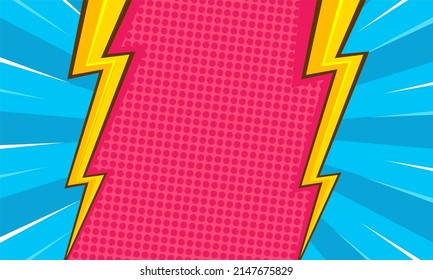 Colorful comic cartoon background with thunder illustration