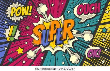 colorful comic cartoon panel page background with speech bubble expression