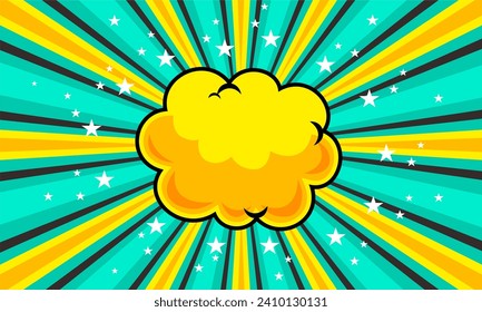 Colorful comic cartoon pop art with cloud and star