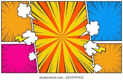 Colorful comic cartoon scene abstract art background