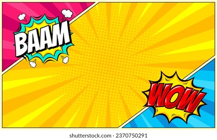 Colorful comic cartoon scene background