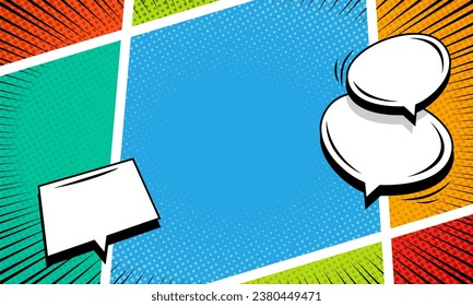Colorful comic cartoon with speech bubble background design
