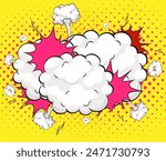 Colorful comic explosion with clouds and sparks