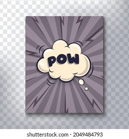 Colorful comic frame background. Speech bubble with pow sound effect. Comic book colorful pop art brochure.