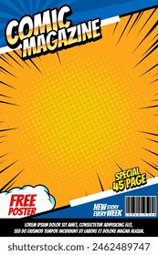 Colorful comic magazine cover template	