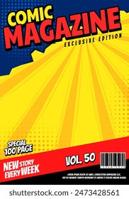 Colorful comic magazine cover template	
