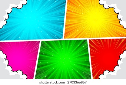 Colorful comic page background in pop art style. Vector illustration.
