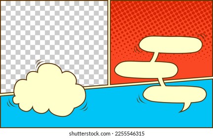 Colorful comic page with blank speech bubble