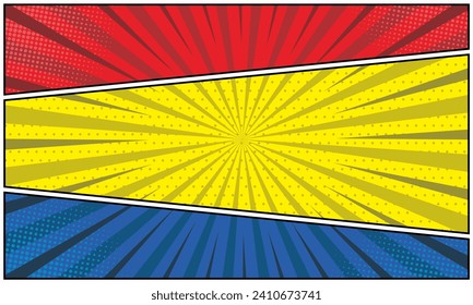Fondo colorido de la escena de la página de historietas