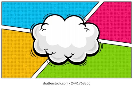 Panel de cómic colorido con burbuja de habla en blanco 