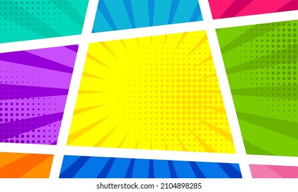 colorful comic panel scene background
