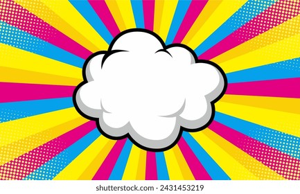 Colorful comic pop art background with blank cloud place for text