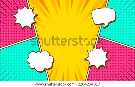 Colorful comic pop art with blank speech bubble 