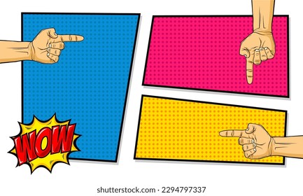 Colorido comic pop art con gesto de mano