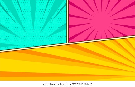 Colorful comic pop art page background