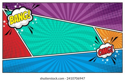 Colorful Comic scene background with speech bubble illustration