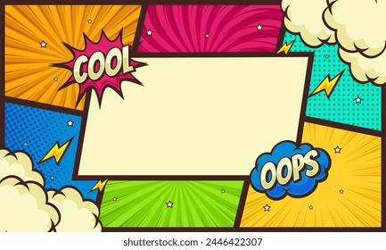 Colorful comic scene background with speech bubble expression