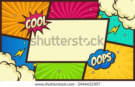 Colorful comic scene background with speech bubble expression