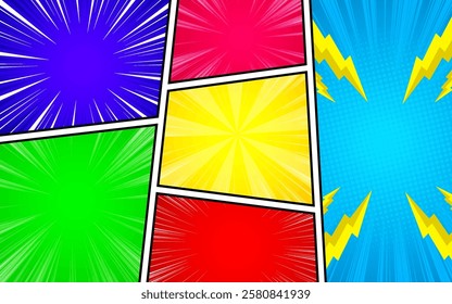 Colorful comic scene background. vector illustration