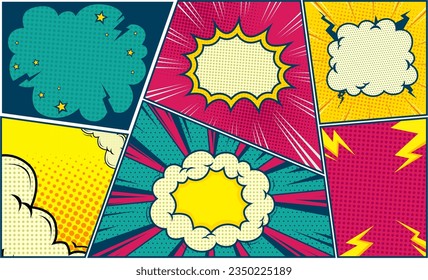 Colorful comic scene cartoon background template