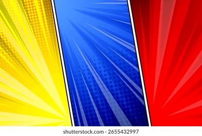 Fundo colorido da página de cena de quadrinhos. ilustração vetorial.