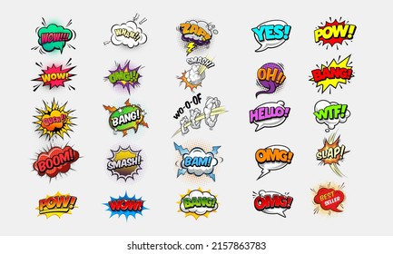 Colorosa colección Comic Speech Bubble conjunto ilustración aislada del vector de fondo transparente