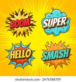 Colorful comic speech bubbles, Speech Bubble, Pop Art, Retro speech