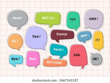Colorful comic speech bubbles template. Modern bubbles chat collection