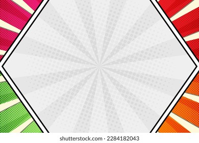 Colorful comic style frame background with white empty space vector illustration