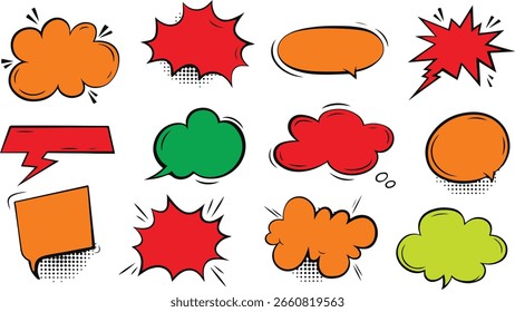 Colorful Comic Style Speech and Thought Bubbles Set – Vector Collection
