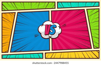 Colorful comic template versus fight background
