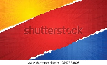 Colorful Comic Torn Paper Effect Background with Dynamic Burst Texture