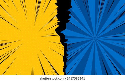 colorful comic versus background with rays