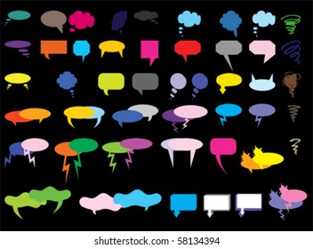colorful Comics Word and Thought Bubbles, VECTOR