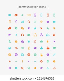 Colorful Communication icon set. flat icon set vector.