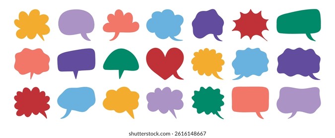 Colorful communication speech bubbles silhouette set. speech bubble doodle funny collection . Vector illustration