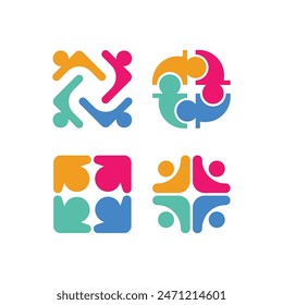 Colorful Community Care Logo Vector Illustration
