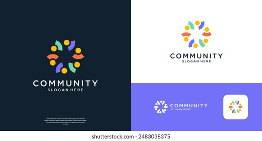 Colorful community group logo design template.