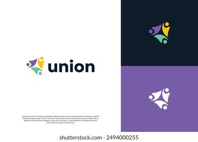 Colorful community logo design with abstract people