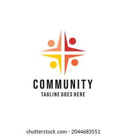 colorido diseño vectorial de logotipo comunitario. símbolo de asociación gráfico. emblema de conexión de trabajo en equipo para empresa y empresa