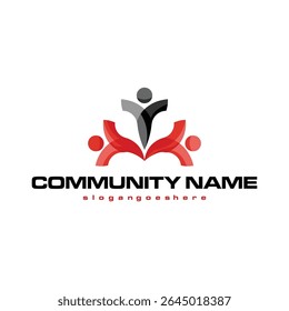 colorful community people, person, team, friend, team icon logo vector design template. modern connect people and smile shape symbol logo design vector illustration for agency, company and corporate