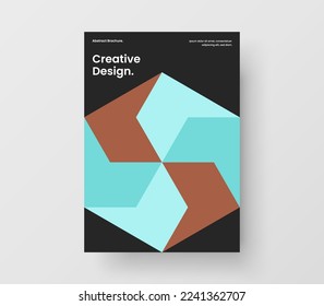 Colorful company cover A4 design vector layout. Original mosaic hexagons brochure template.