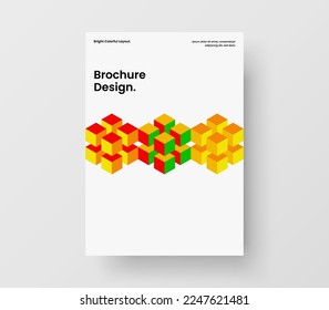 Colorful company identity A4 vector design illustration. Fresh geometric pattern leaflet template.